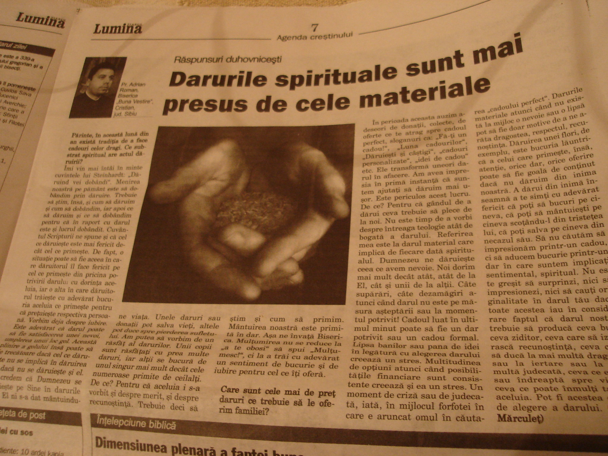 You are currently viewing Dăruiți bucurie! Cuvânt al Părintelui Paroh